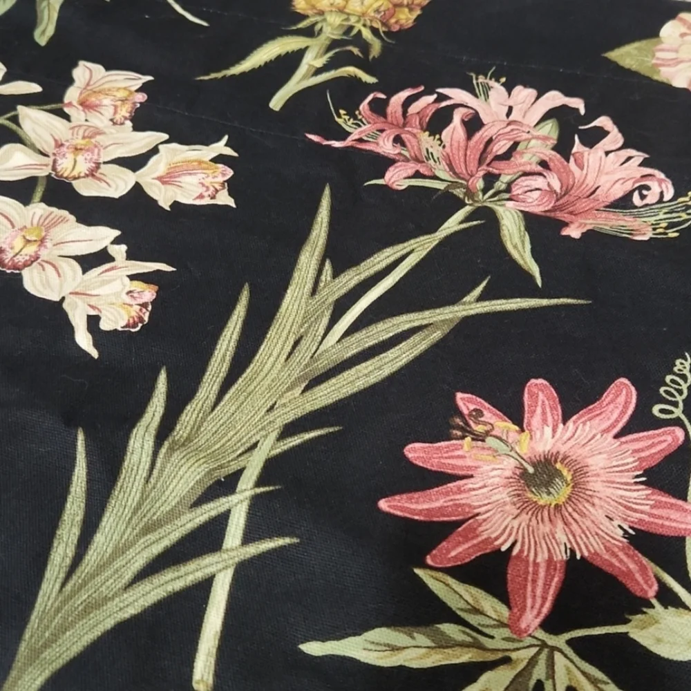 Waverly Tropical Floral and Pineapple Black & Pink Set Of Window Valances